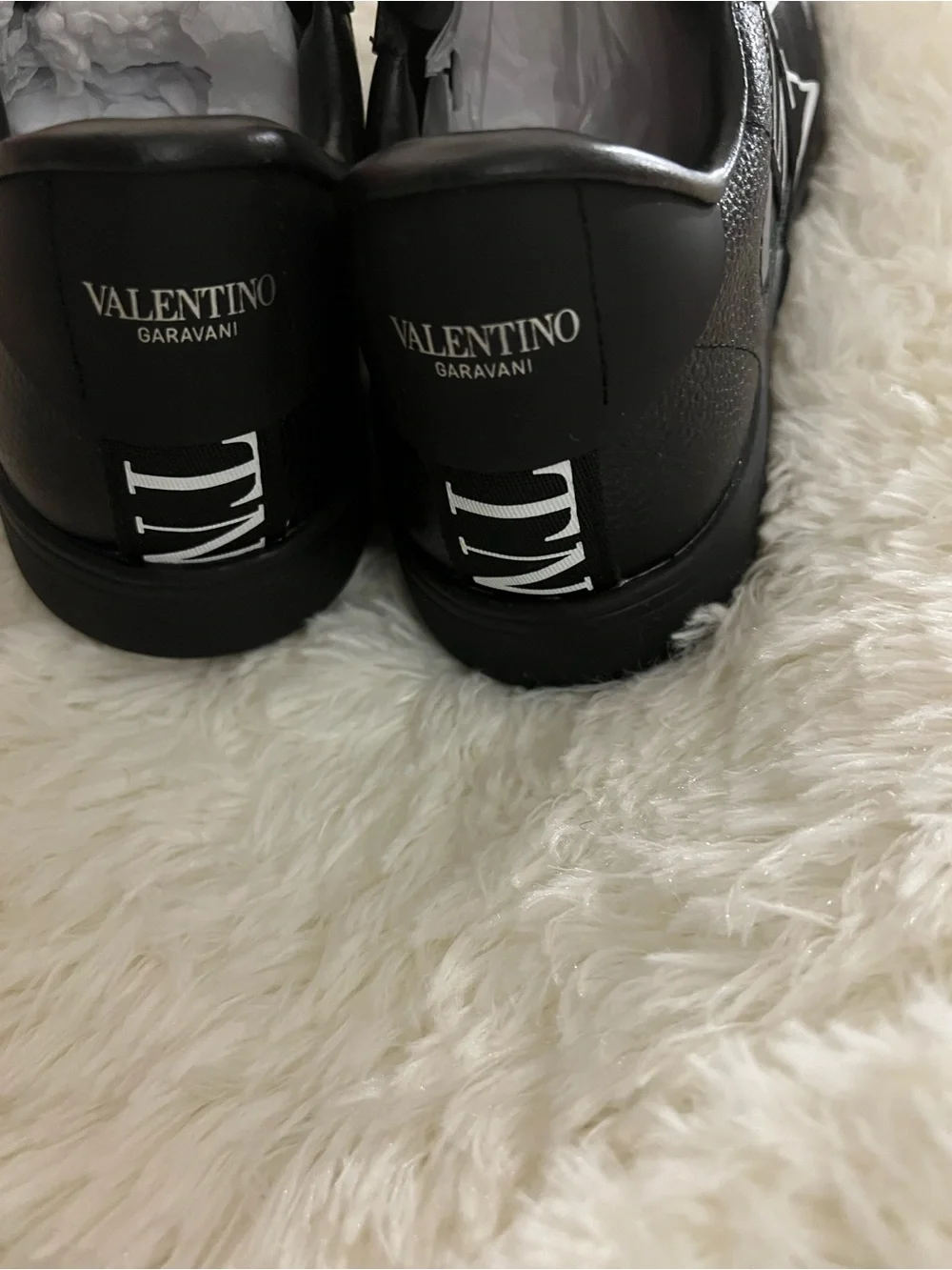 Valentino Garavani Black Sneakers with White Logo Accents